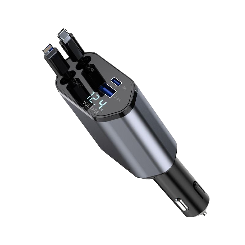 OTTOCAST® 4 in 1 Retractable Car Charger with cable