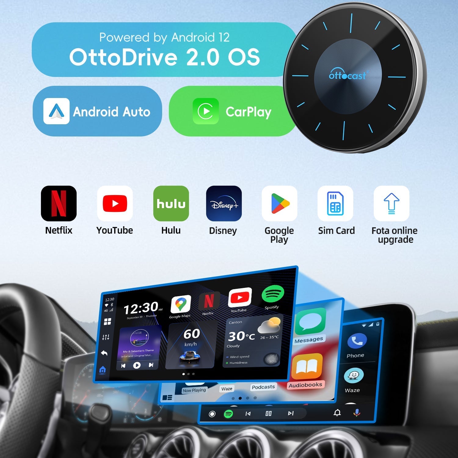 OTTOCAST® OttoAibox P3 CarPlay AI Box