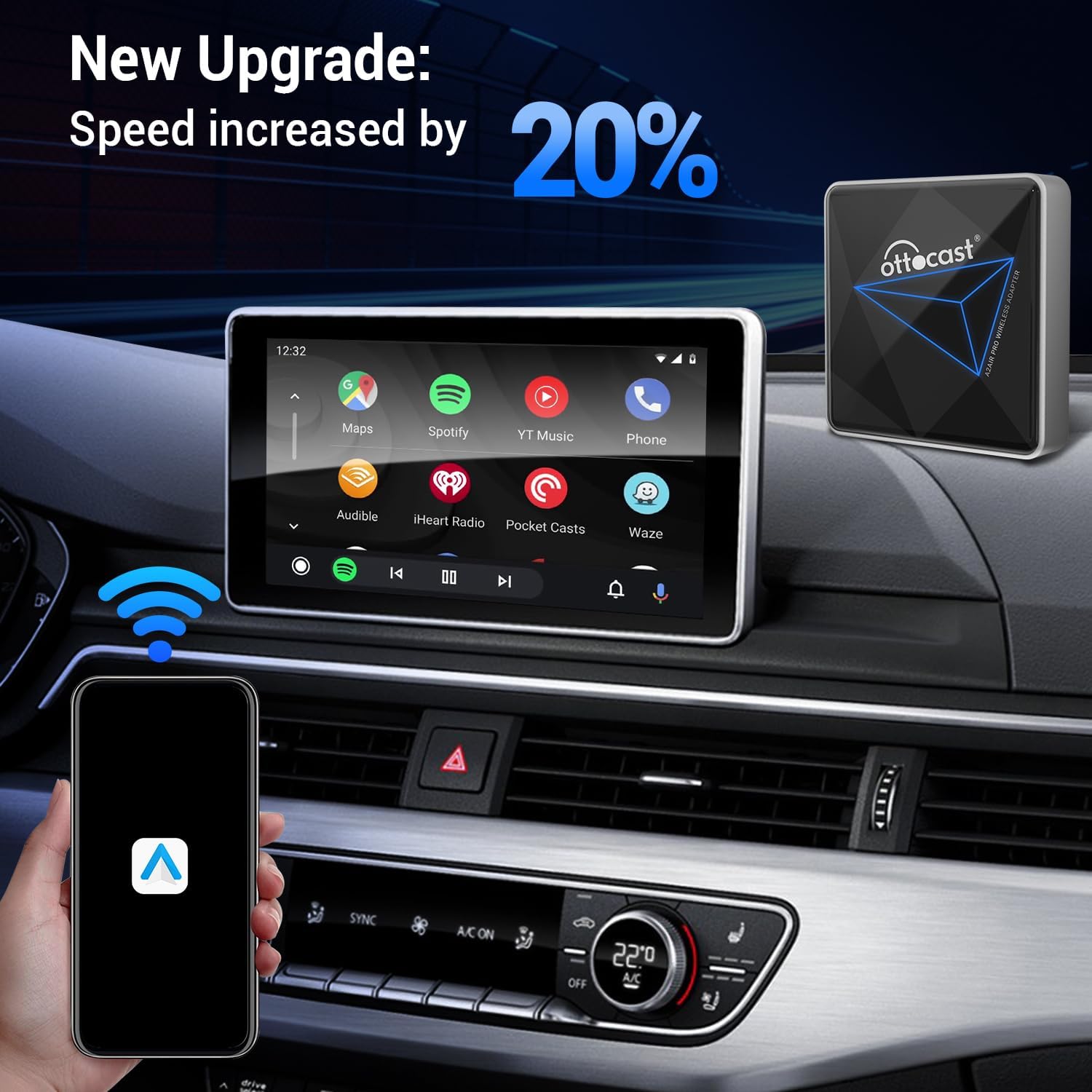 OTTOCAST® A2Air Pro Wireless Android Auto Adapter