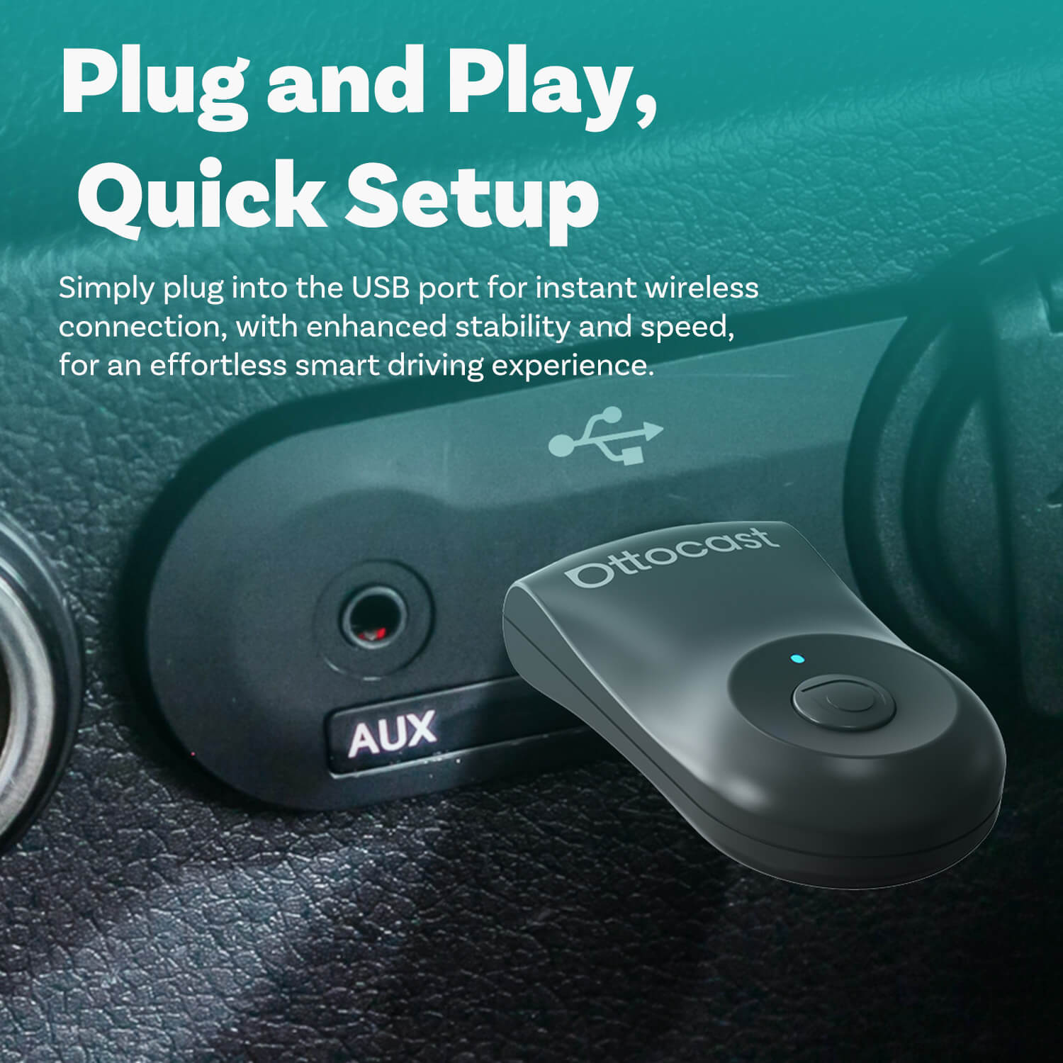 Ottocast Mini Adaptateur CarPlay/Android Auto sans fil