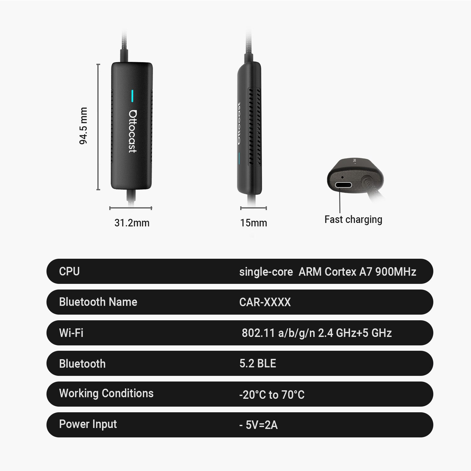OTTOCAST® Mirror Touch Adapter Wireless CarPlay