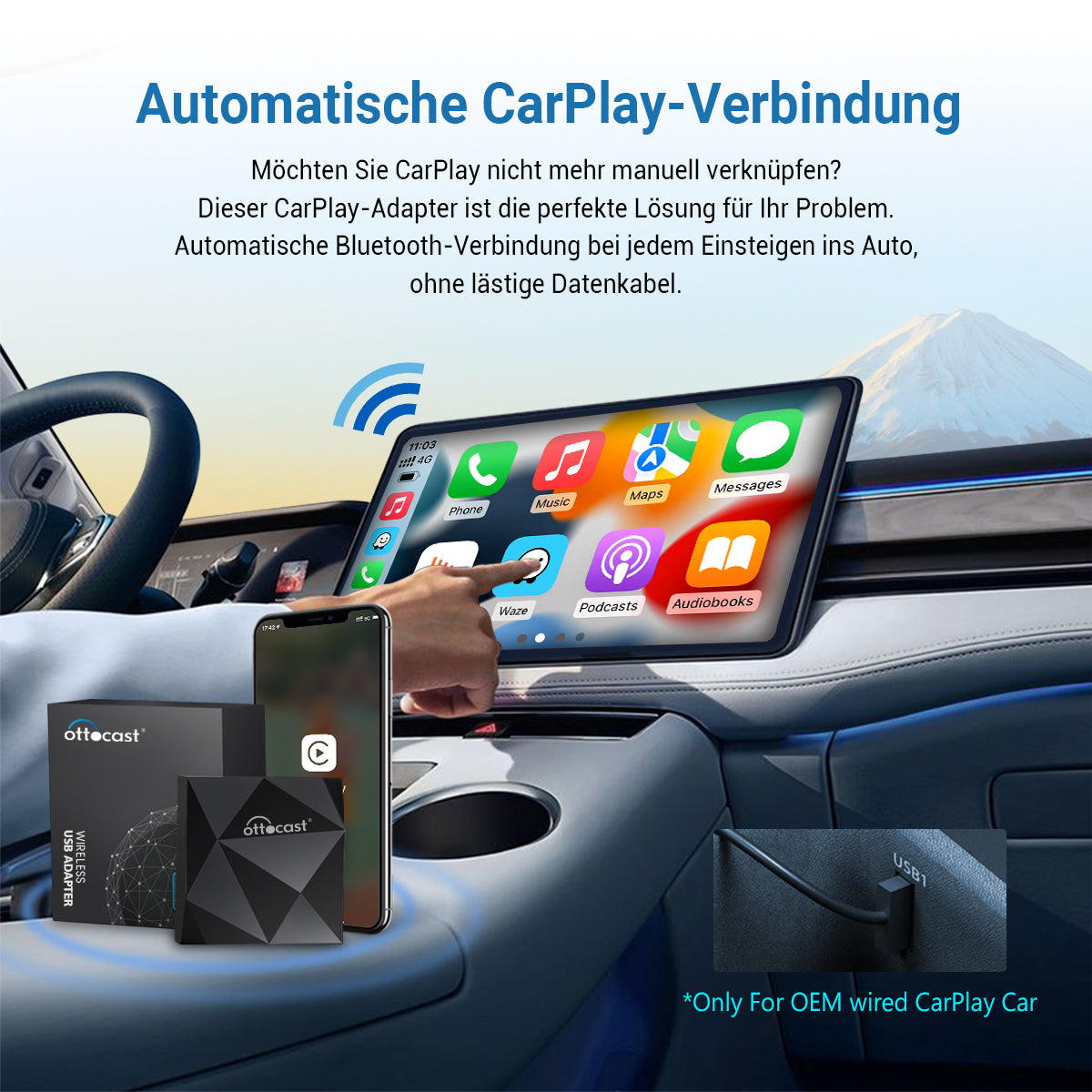 OTTOCAST® U2-AIR Wireless CarPlay Adapter