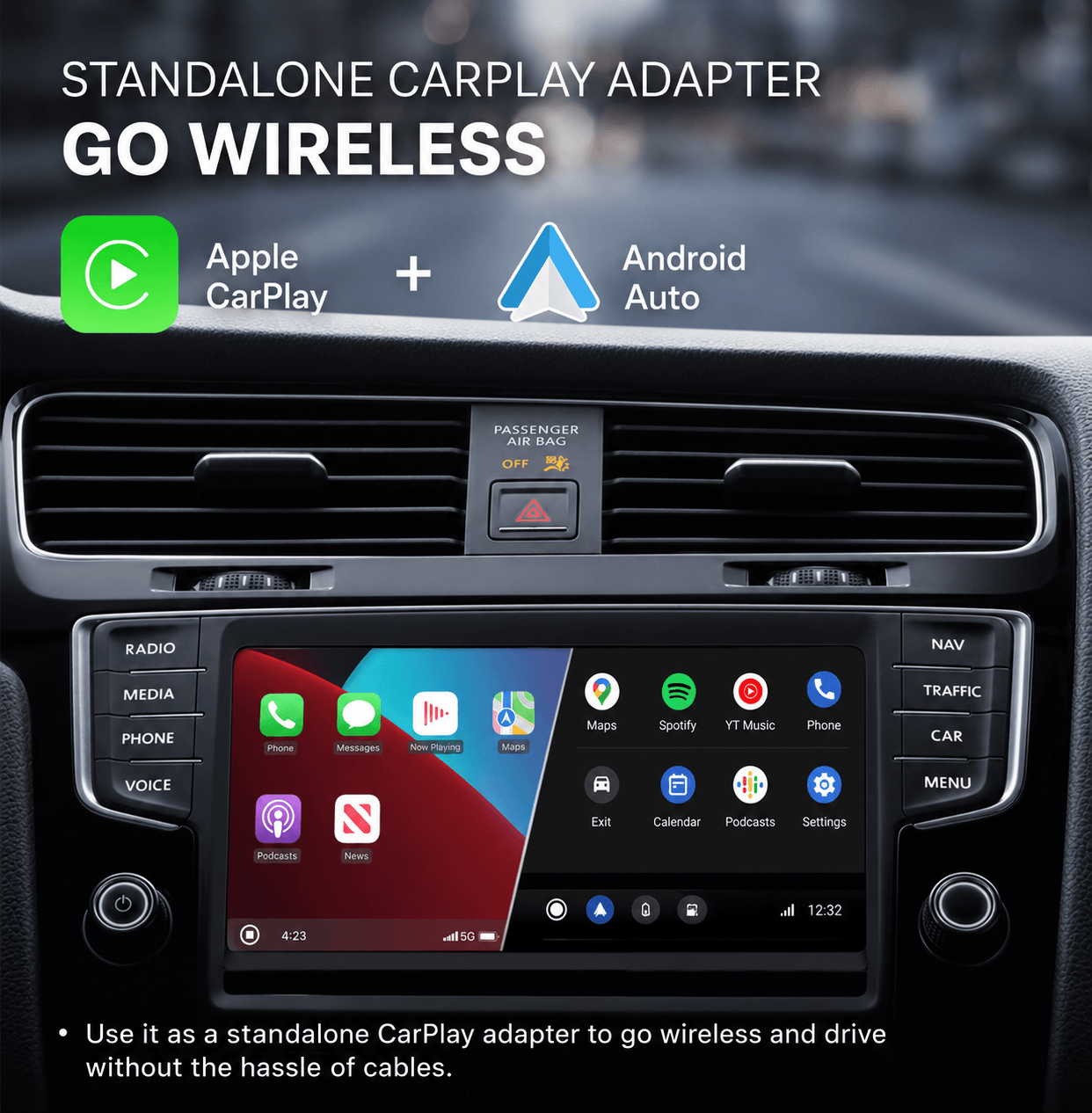Ottocast® Cabin Care Wireless CarPlay/Android Auto Adapter