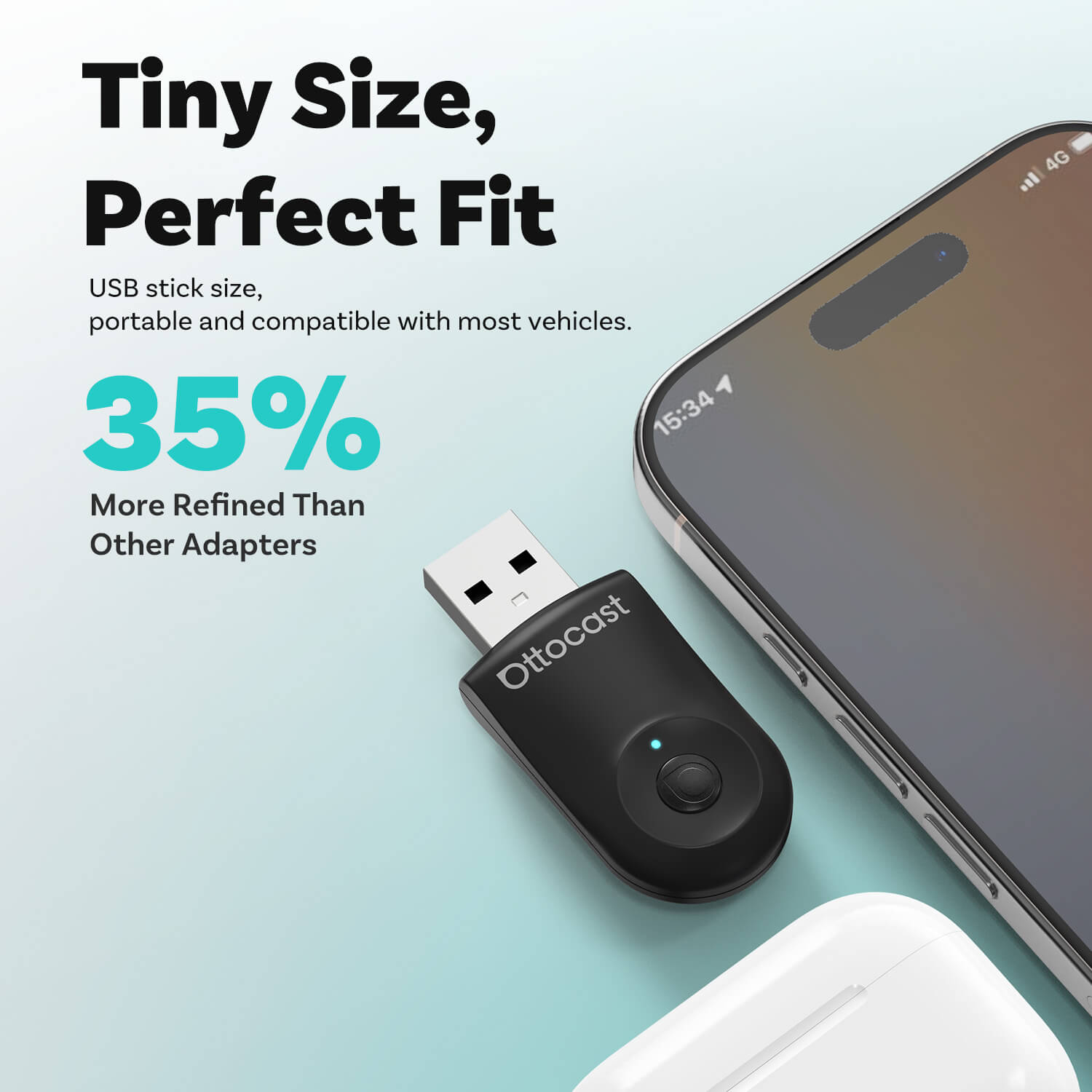 Ottocast Mini Adaptateur CarPlay/Android Auto sans fil