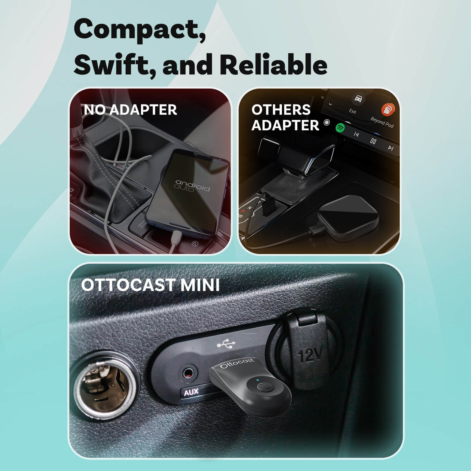Ottocast Mini Adaptateur CarPlay/Android Auto sans fil