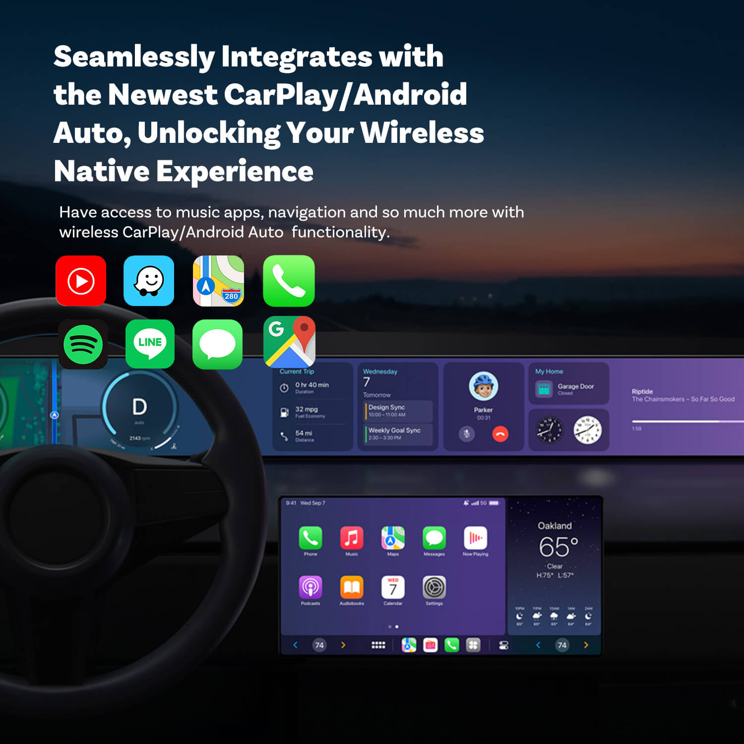 Ottocast Mini Adaptateur CarPlay/Android Auto sans fil