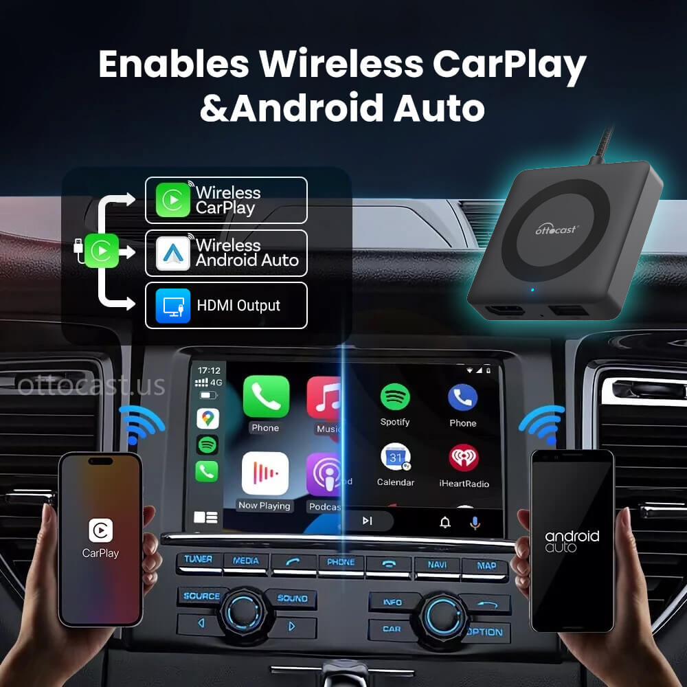OTTOCAST® Car TV Mate Pro | HDMI Streaming & Wireless CarPlay Android Auto Adapter