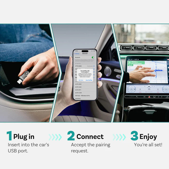 ✨NYTT SALG - SPAR $30✨OttoMini 2IN1 trådløs CarPlay/Android Auto-adapter