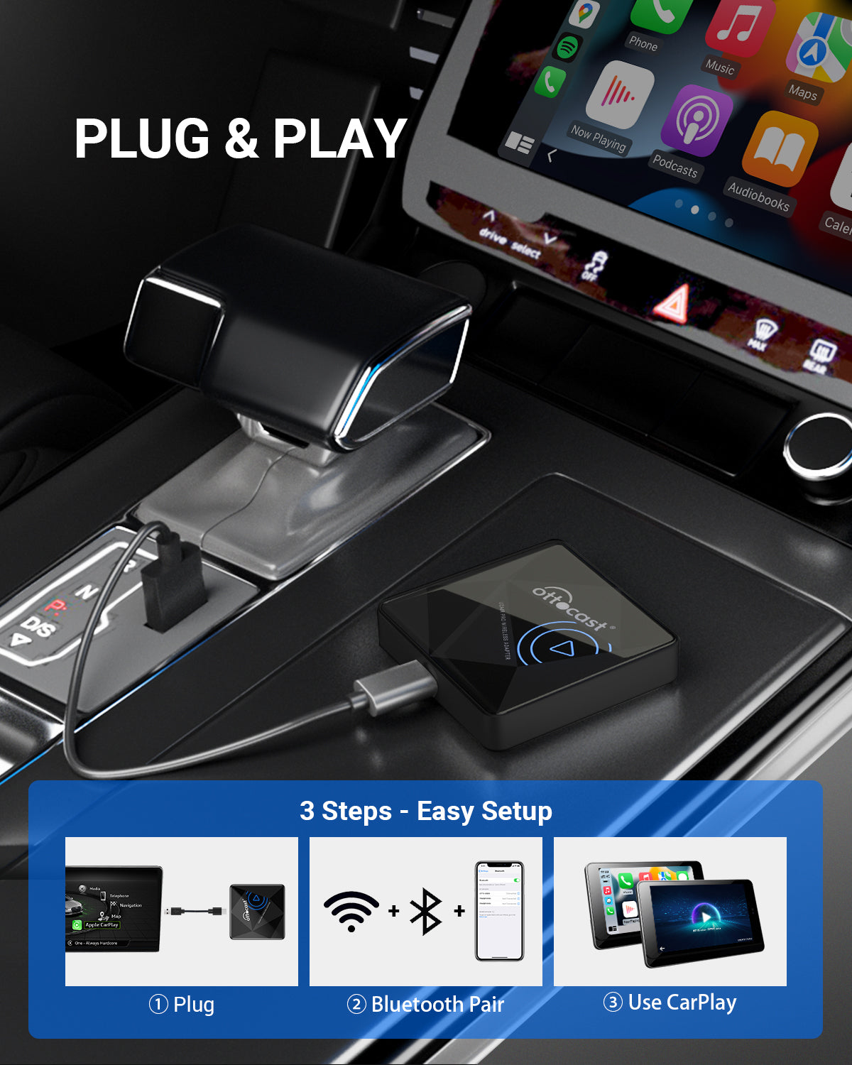 OTTOCAST® U2AIR Pro Wireless CarPlay Adapter