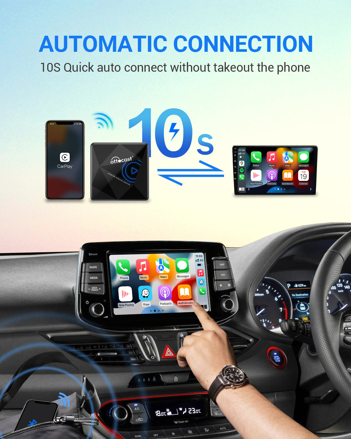 OTTOCAST® U2AIR Pro Wireless CarPlay Adapter