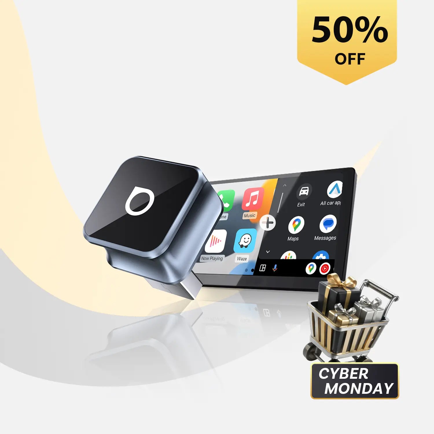 (🎉Black Friday 50% OFF)Ottocast Mini 3.0 Ultra Cube wireless CarPlay Android Auto Adapter
