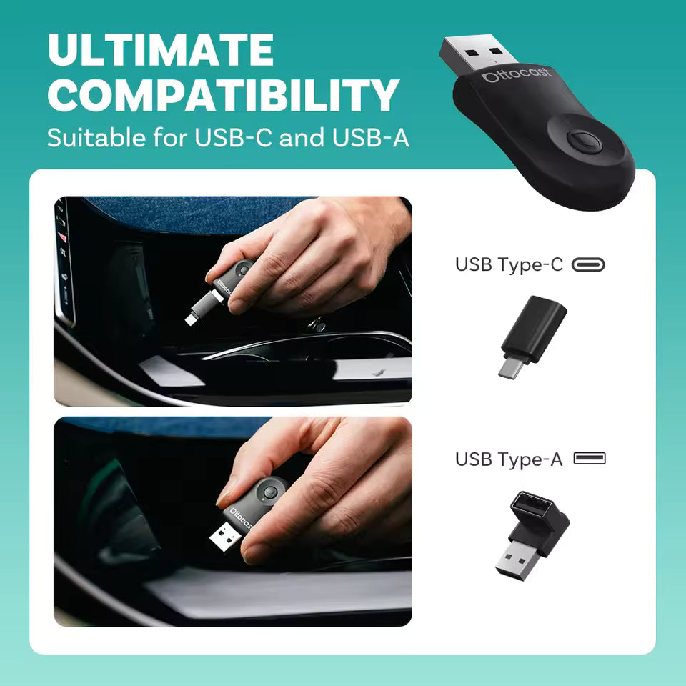 OTTOCAST® Mini 2IN1 Wireless CarPlay/Android Auto Adapter