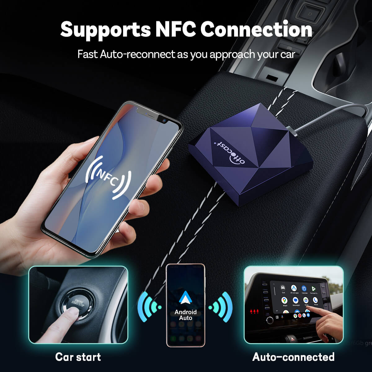 OTTOCAST® A2Air Android Auto Wireless NFC Adapter