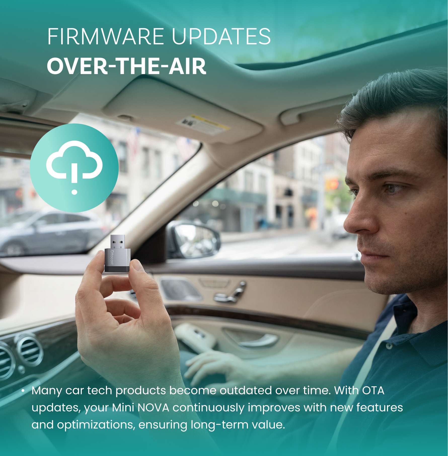 OTTOCAST® Mini NOVA Adaptateur CarPlay/Android Auto sans fil