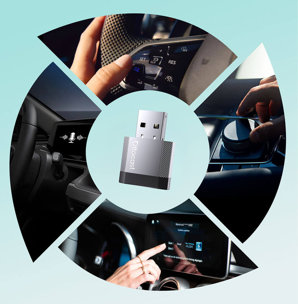 OTTOCAST® Mini NOVA Adaptateur CarPlay/Android Auto sans fil
