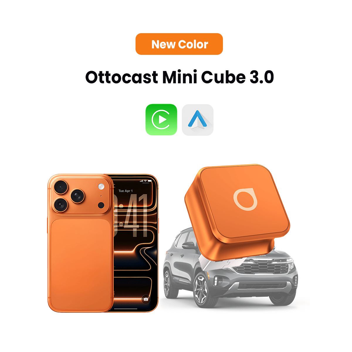 (🎉Black Friday 50% OFF)Ottocast Mini 3.0 Ultra Cube wireless CarPlay Android Auto Adapter