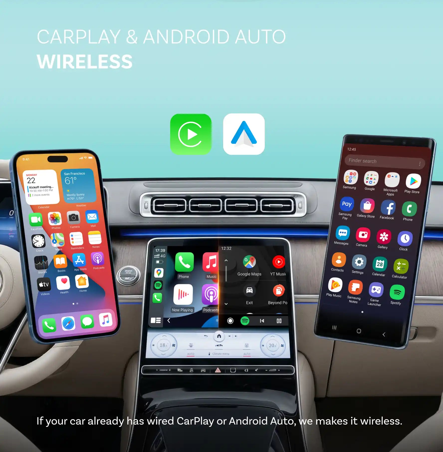OTTOCAST® Mini Tube Wireless CarPlay/Android Auto Adapter