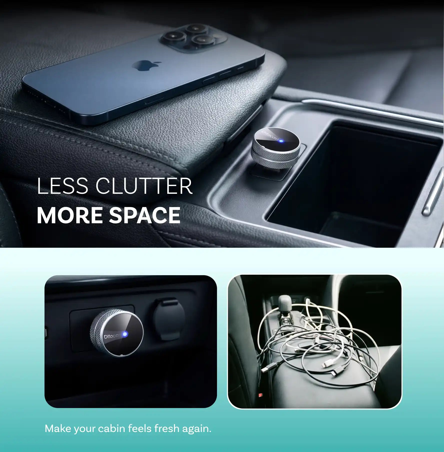 OTTOCAST® Mini Tube Adaptateur CarPlay/Android Auto sans fil