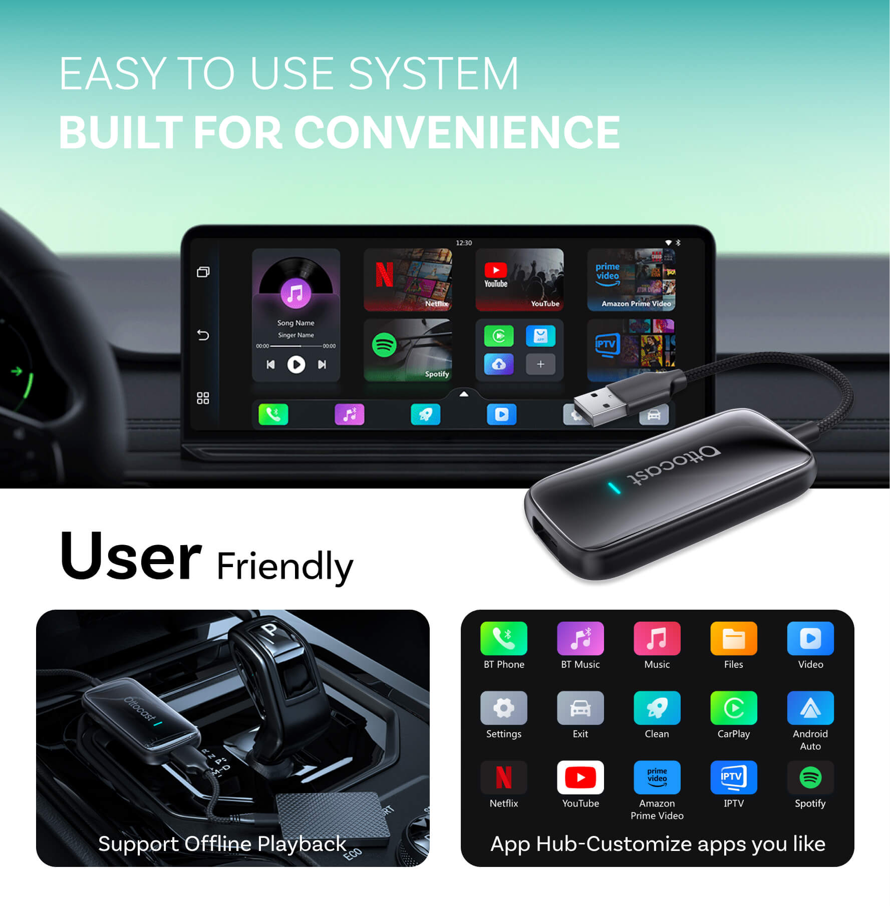 OTTOCAST® Plav2Video Ultra CarPlay/Android Multimedia Box