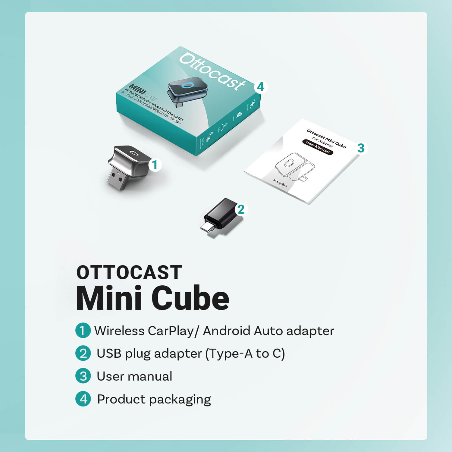 Ottocast® Mini 3.0 Ultra Cube wireless CarPlay Android Auto Adapter