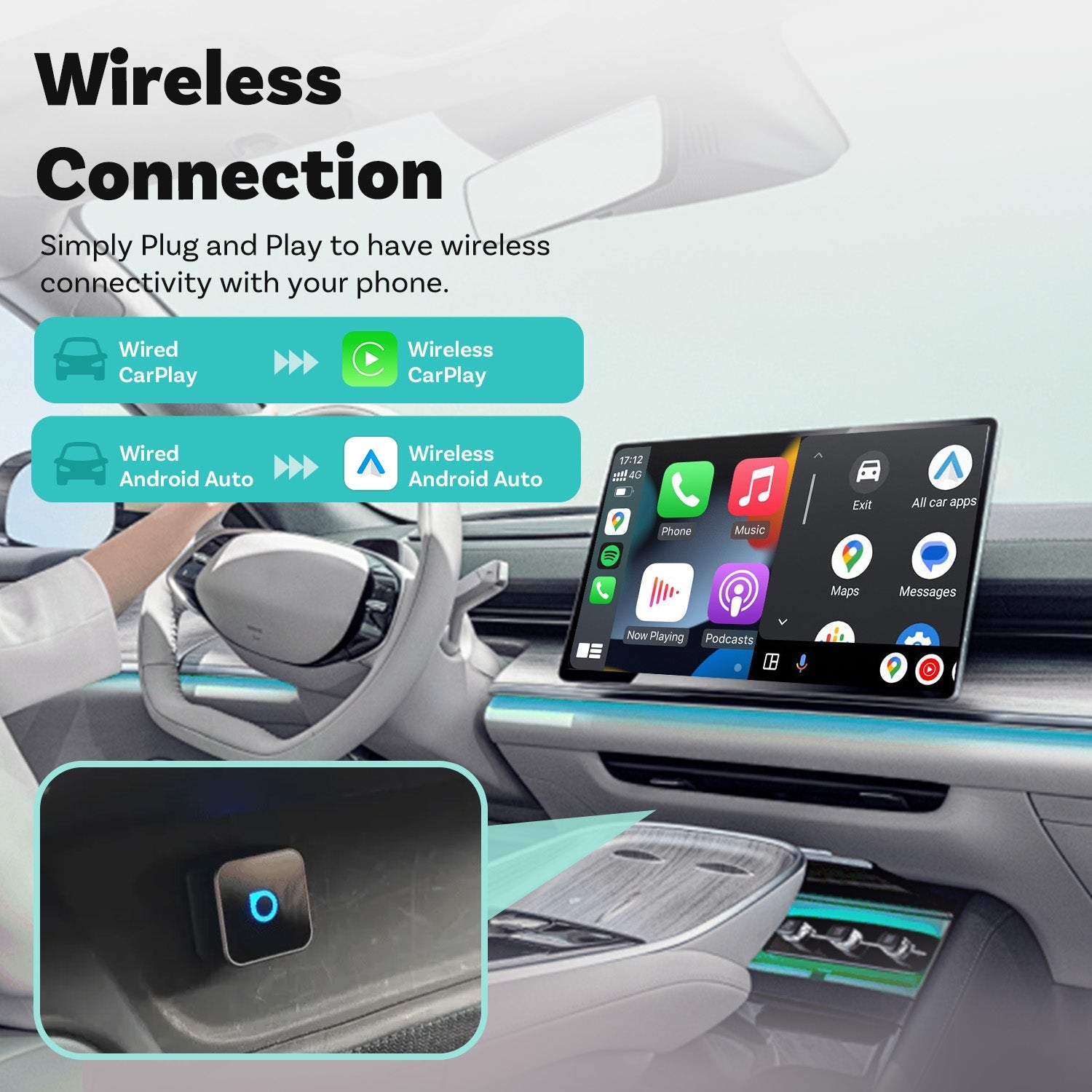Ottocast® Mini 3.0 Ultra Cube wireless CarPlay Android Auto Adapter
