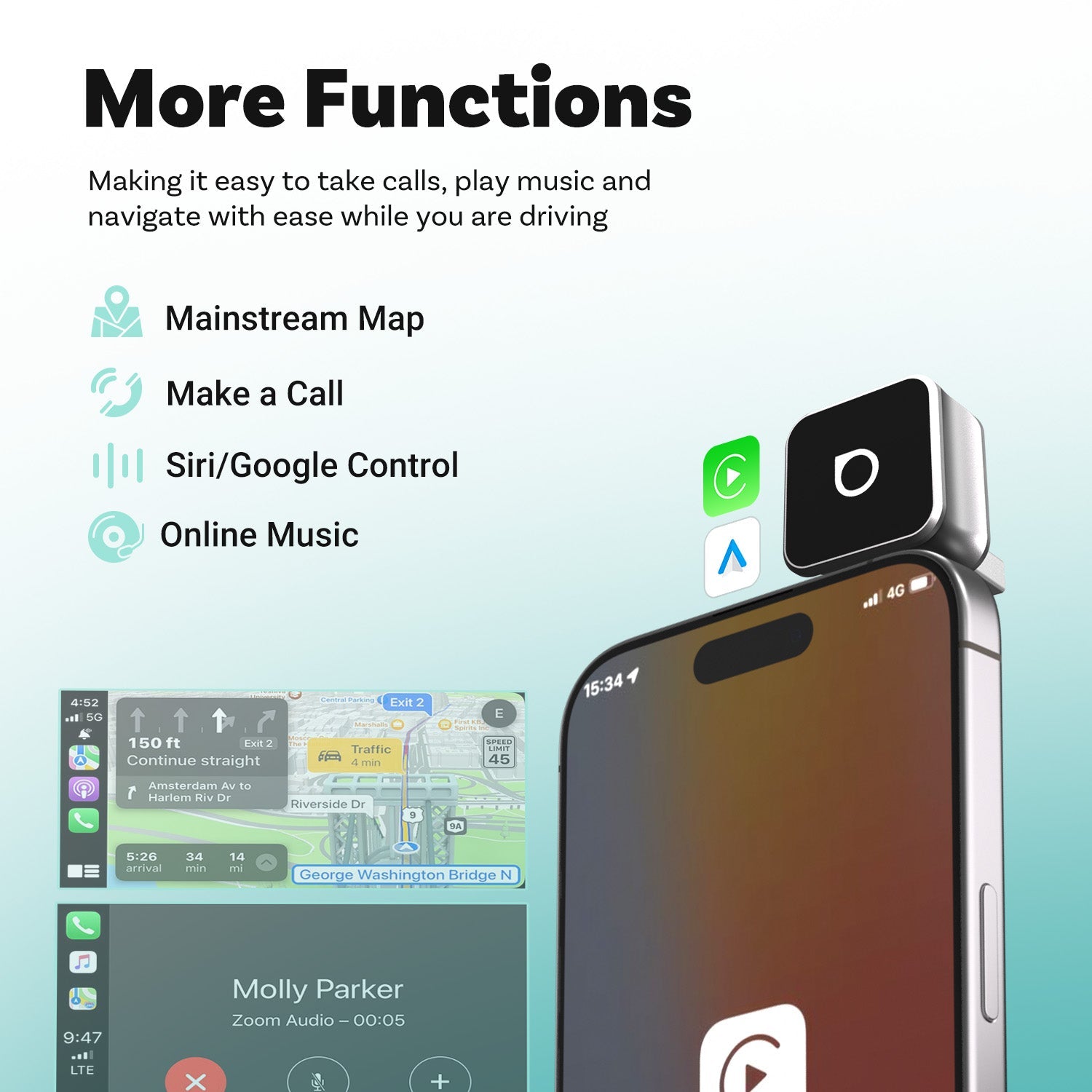 Ottocast® Mini 3.0 Ultra Cube wireless CarPlay Android Auto Adapter