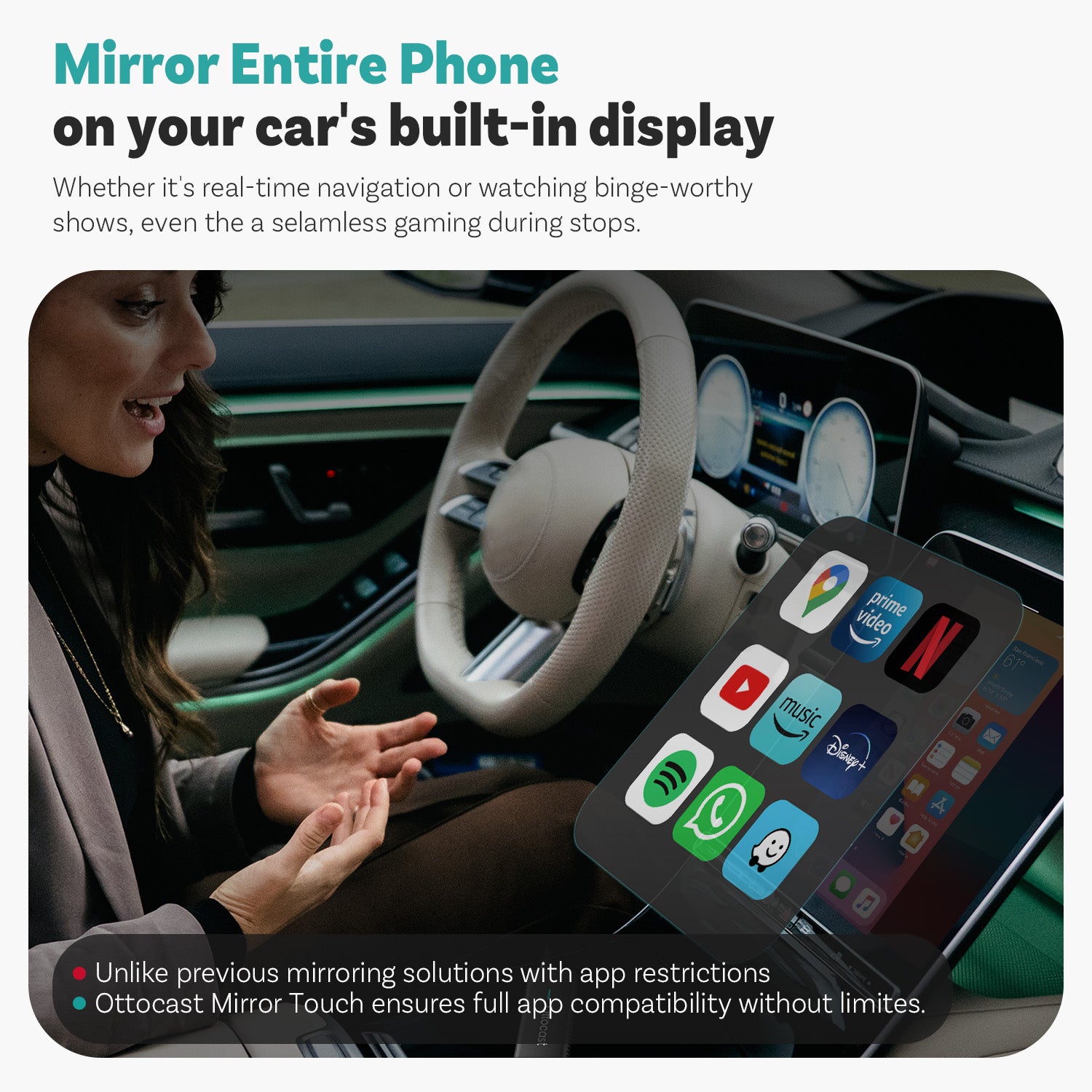 (Promozione Early Bird🕊️)Ottocast® Mirror Touch Wireless CarPlay Adapter