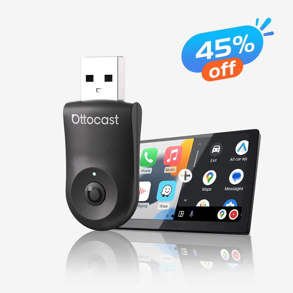 ✨NUEVA OFERTA-AHORRA $30✨Adaptador inalámbrico OttoMini 2EN1 CarPlay/Android Auto
