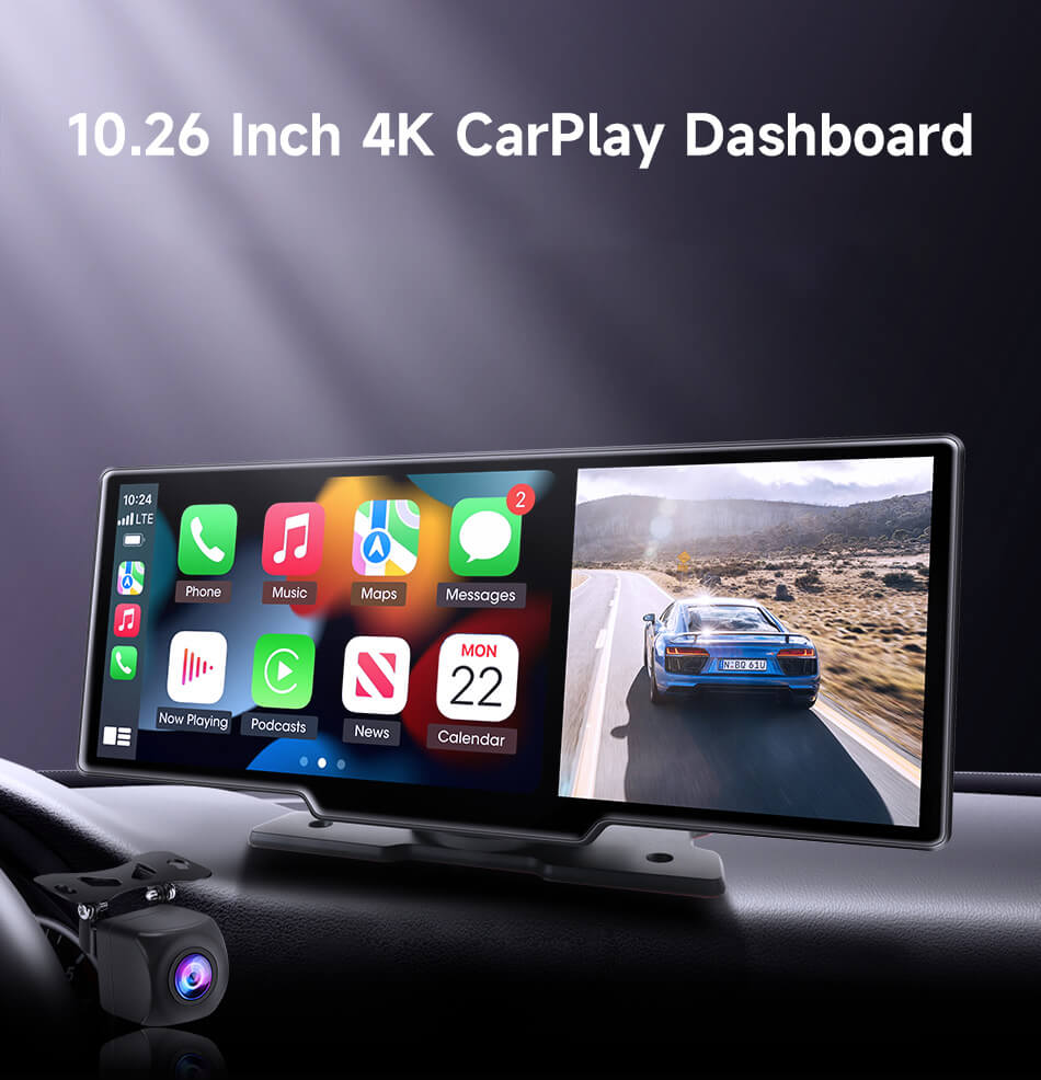 OTTOCAST® Portable 10" Apple CarPlay & Android Auto Car Display Screen