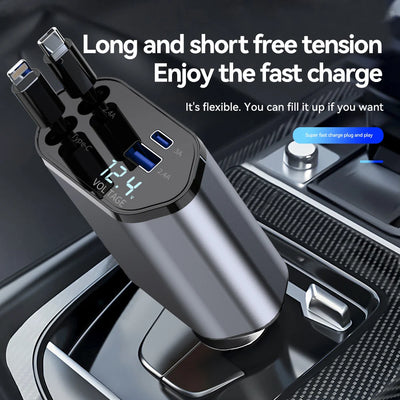 OTTOCAST® 4 in 1 Retractable Car Charger with cable
