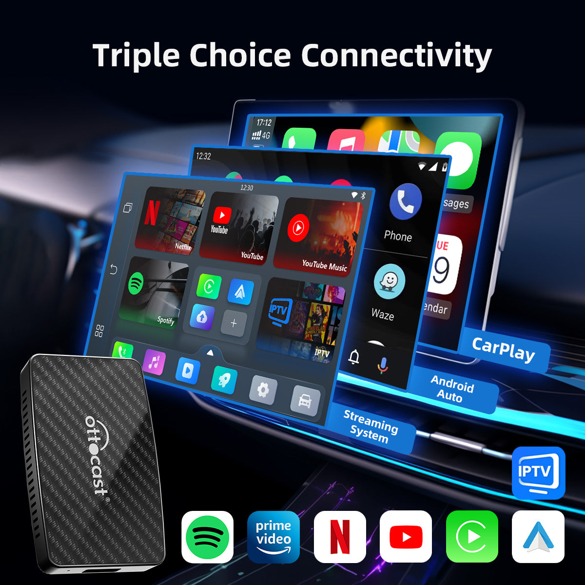 Play2Video Pro Wireless CarPlay/ Android Auto All-in-one Adapter