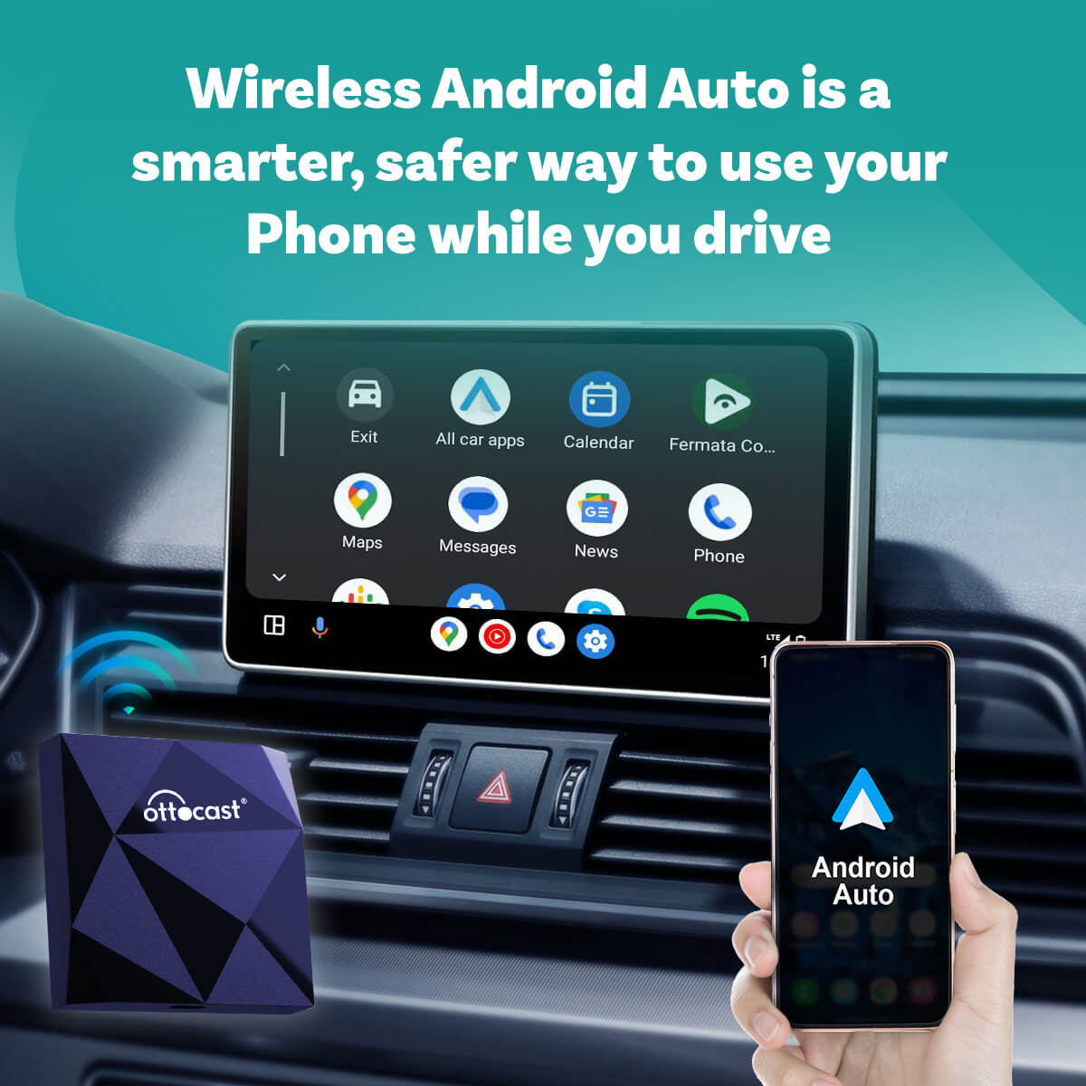OTTOCAST® A2Air Android Auto Wireless NFC Adapter