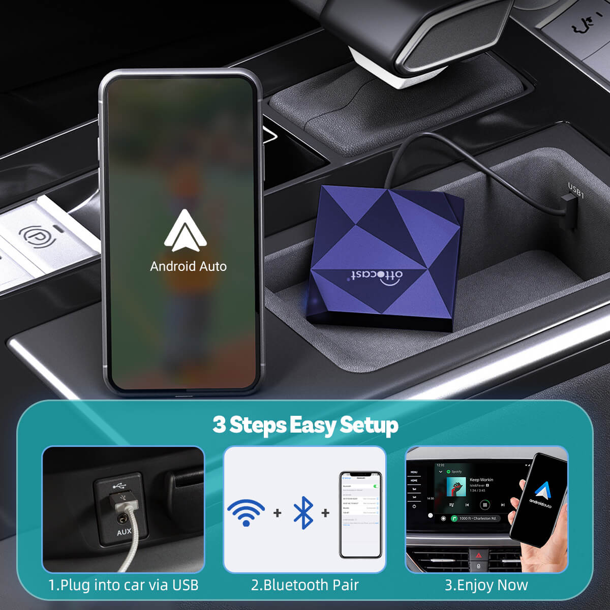 OTTOCAST® A2Air Android Auto Wireless NFC Adapter