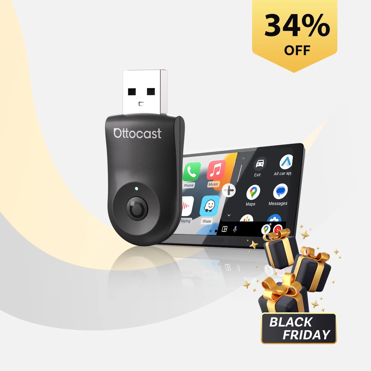 OTTOCAST® Mini 2IN1 Wireless CarPlay/Android Auto Adapter